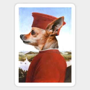 Portrait of a Chihuahua as Federico da Montefeltro - Pet Gift Sticker